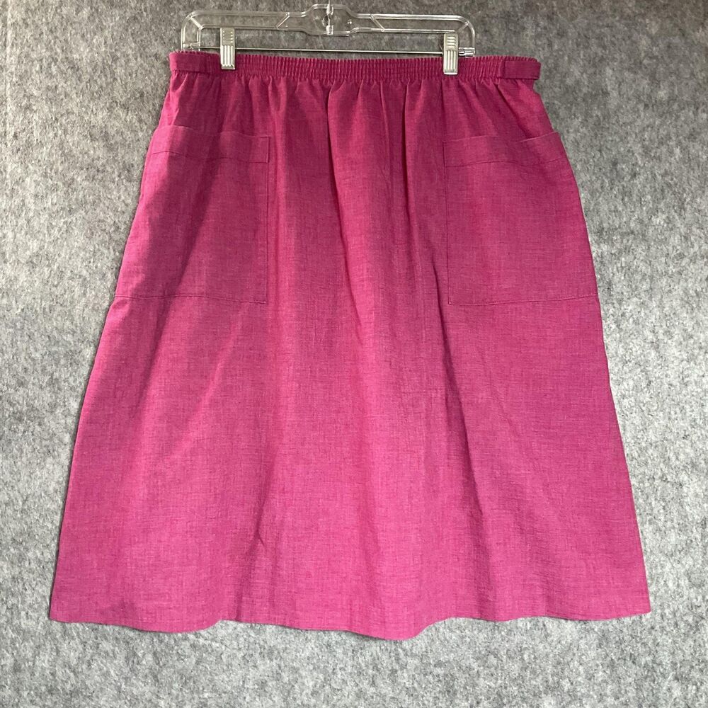 Vintage Alfred Dunner Skirt Womens Large Pink Solid A Line Midi Pockets USA 90s